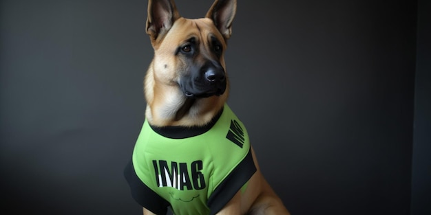 Un perro con una camiseta que dice im im im im 6.