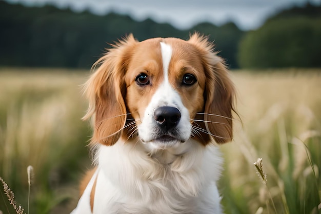 Un perro en un campo de trigo.