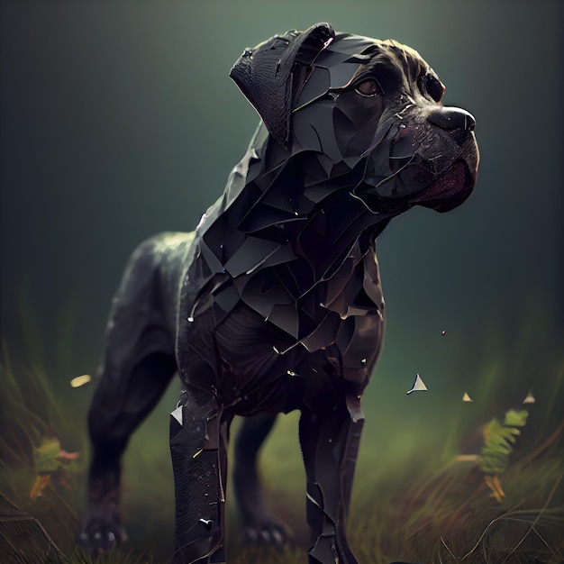 Perro Cane Corso en renderizado 3d de estilo polivinílico bajo