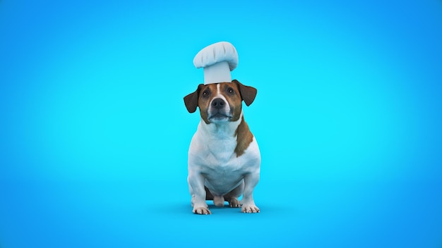 perro chef cocinero. representación 3d