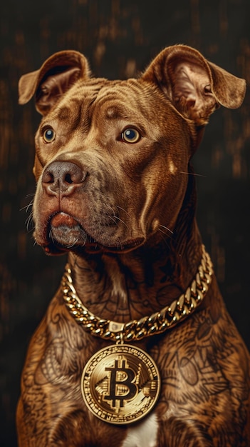 Perro con collar de Bitcoin