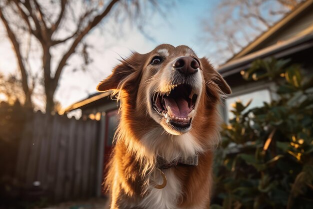 Un perro con un collar que dice 'perro'