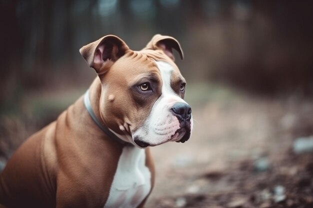 Un perro con un collar que dice "pitbull"