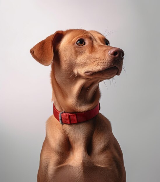 Foto un perro con un collar rojo y un collar rojo.