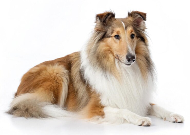 El perro collie es hermoso y áspero.