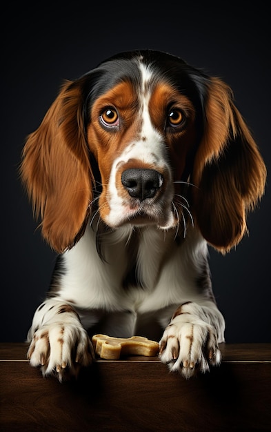 Un perro comiendo un plato de comida para perros.