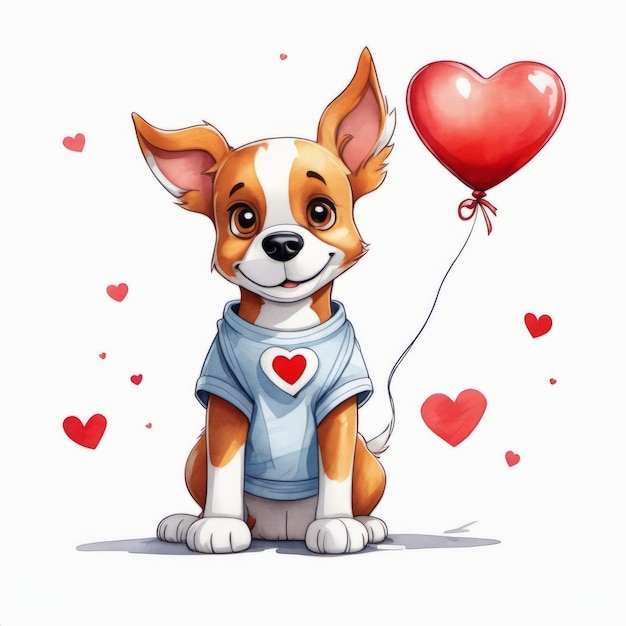 Perro con corazón creado con software generativo de IA