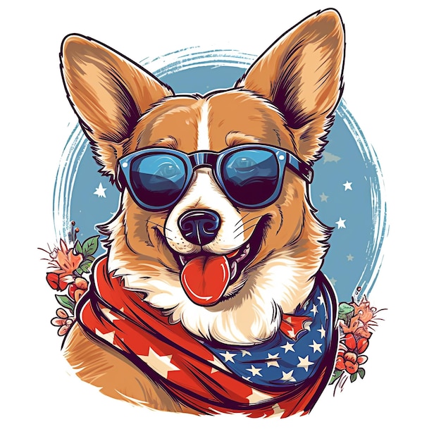 Foto perro corgi genial con gafas de sol