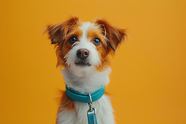 Un perro con un cuello azul