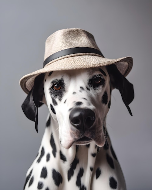 Un perro dálmata con sombrero