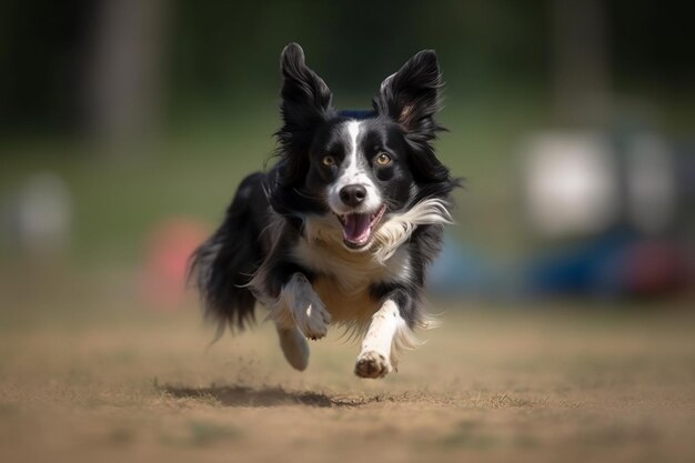 Perro deportivo que actúa durante el lucho en la competencia