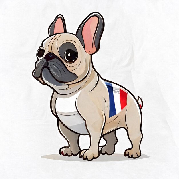 Foto perro de dibujos animados con una camisa de bandera francesa en generativo ai