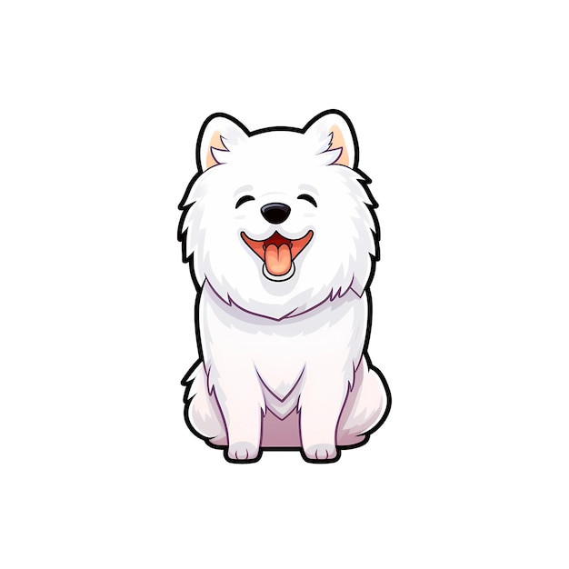 Un perro de dibujos animados con una cara blanca y una lengua rosa.