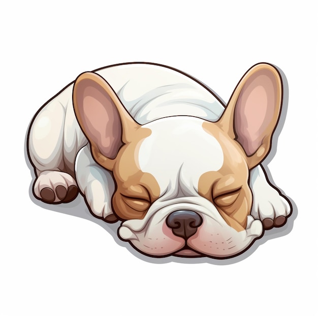 Foto perro de dibujos animados durmiendo en el suelo con los ojos cerrados