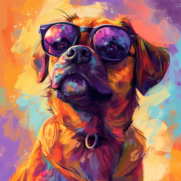 Foto un perro de dibujos animados con gafas de sol