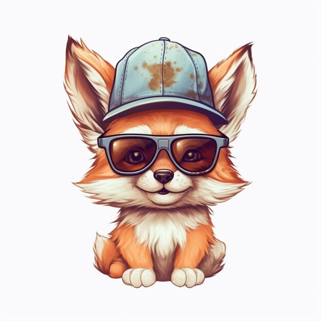 Perro de dibujos animados con gorra de béisbol y gafas de sol