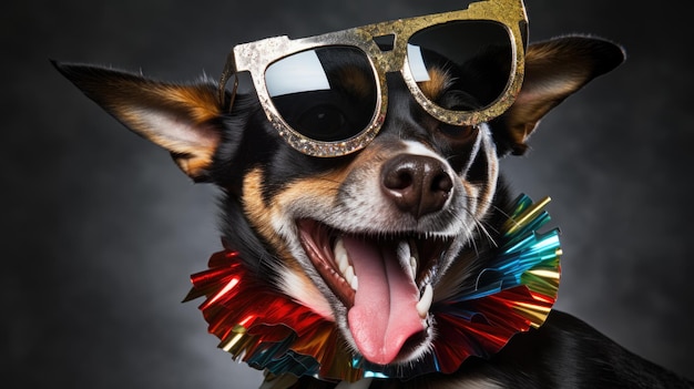 Foto perro divertido celebrando cumpleaños creado con tecnología de ia generativa