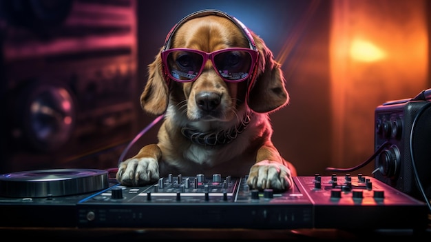 El perro DJ ultra realista HD HDR IA