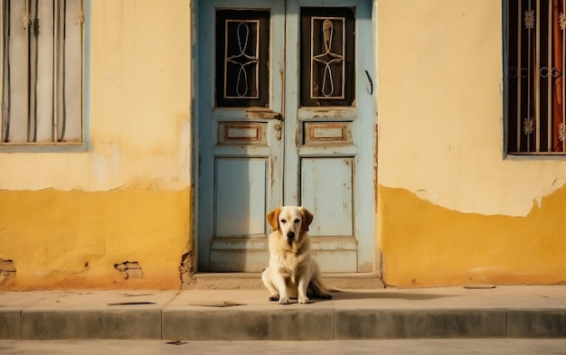 El perro espera a su dueño frente a la casa IA generativa