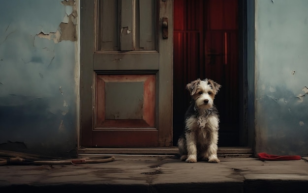 El perro espera a su dueño frente a la casa IA generativa