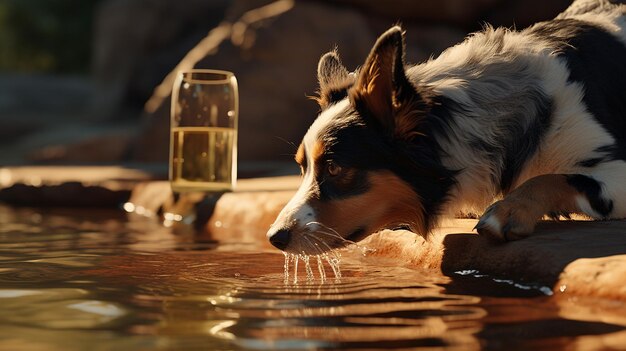 El perro está bebiendo agua Ilustración generada por IA