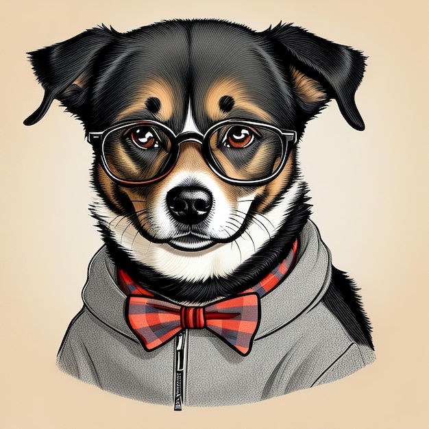 perro de estilo de dibujos animados con ilustración de gafas