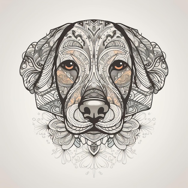 Perro en estilo mandala Ilustración AI GenerativexA