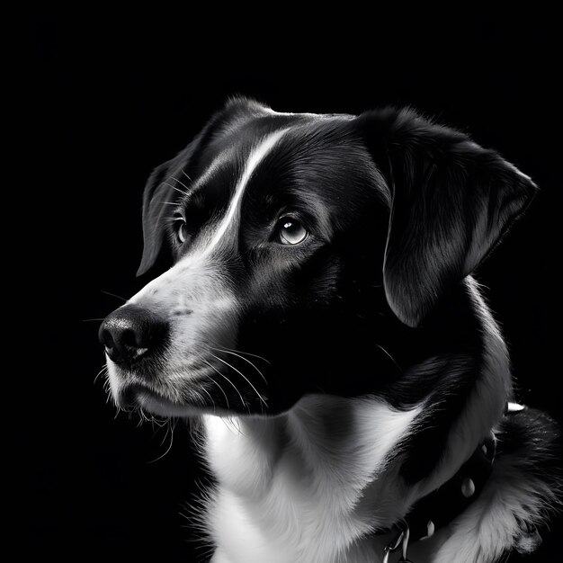 Perro en el estilo de retratos dramáticos en blanco y negro