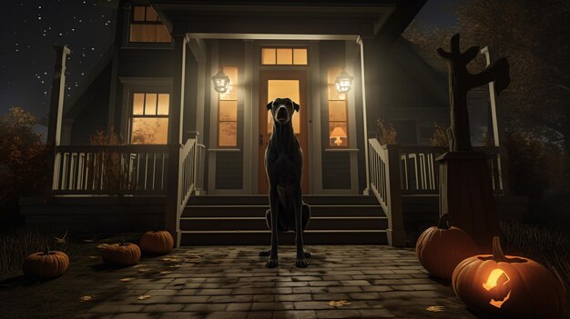 Foto perro fantasma vigilando la entrada de la casa