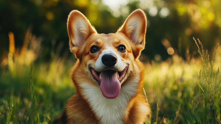 Perro feliz en un campo