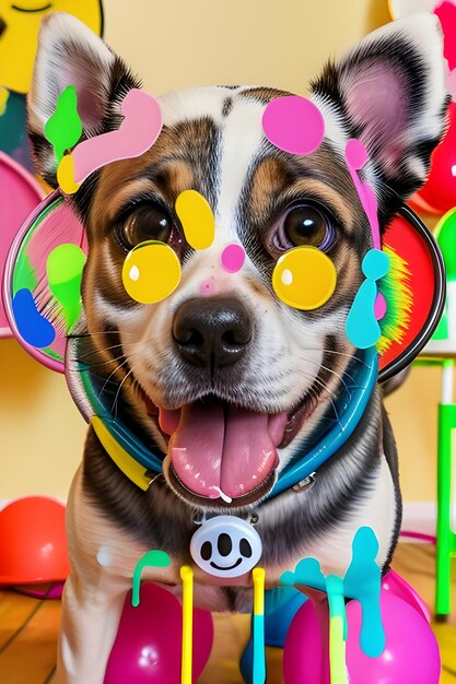 Foto un perro feliz en una habitación