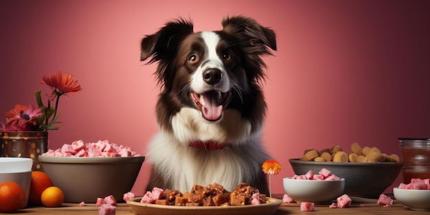 Foto perro feliz saboreando un bocadillo generativo ai