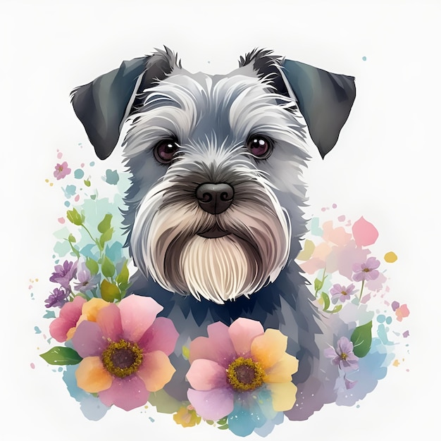 Un perro con flores