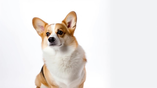 Un perro con un fondo blanco.