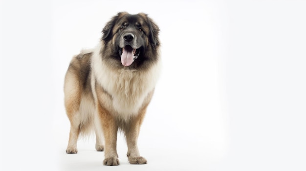 Un perro con un fondo blanco.