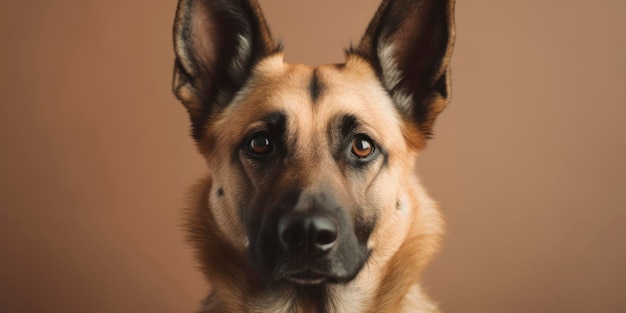 Foto un perro con un fondo marrón y una nariz negra.