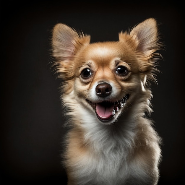 Un perro de fondo negro y pecho blanco.