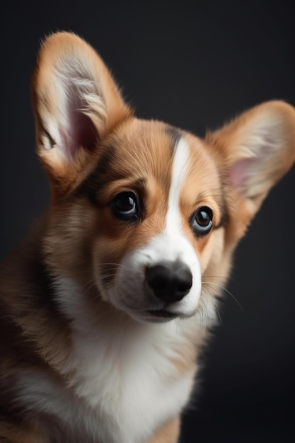 Un perro con un fondo negro.