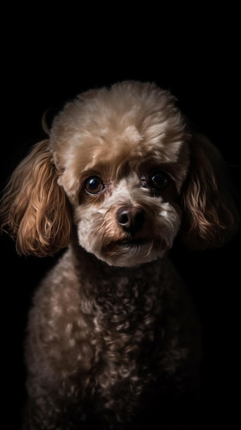 Un perro con un fondo negro.