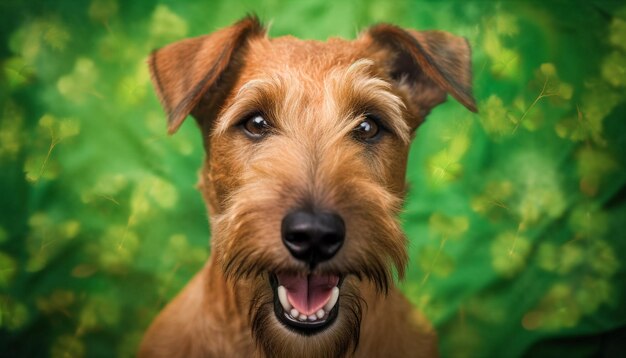 Un perro con un fondo verde y la palabra terrier en él