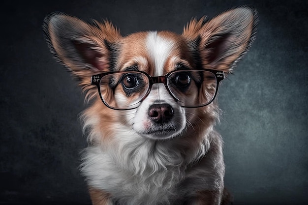 Perro con gafas y aspecto serio