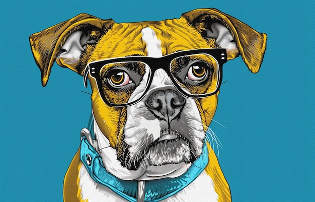 un perro con gafas y una camisa que dice "perro quot"