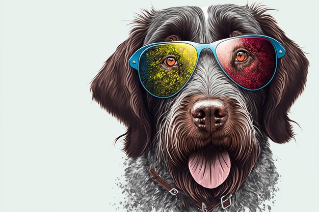 Un perro con gafas de colores