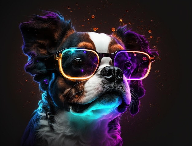 Un perro con gafas de colores