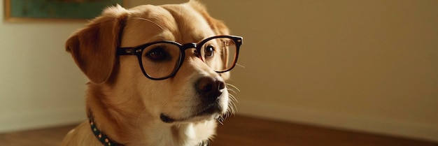 Un perro con gafas Lugar para el texto