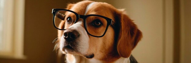 Foto un perro con gafas lugar para el texto