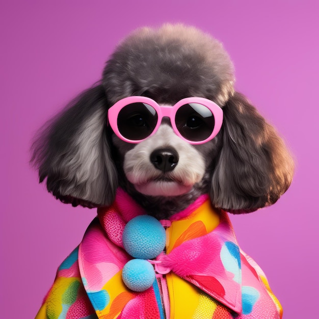 perro con gafas de sol con un lindo cachorro