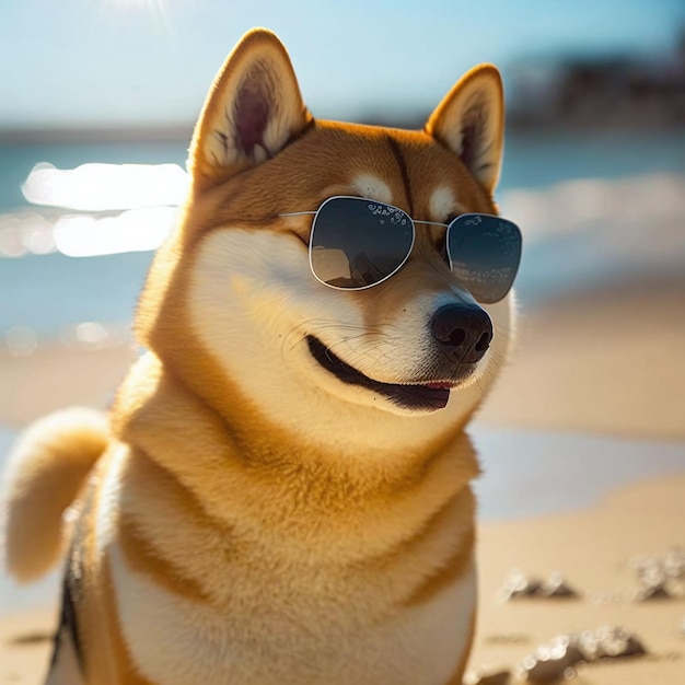 Un perro con gafas de sol y un perro con gafas de sol.