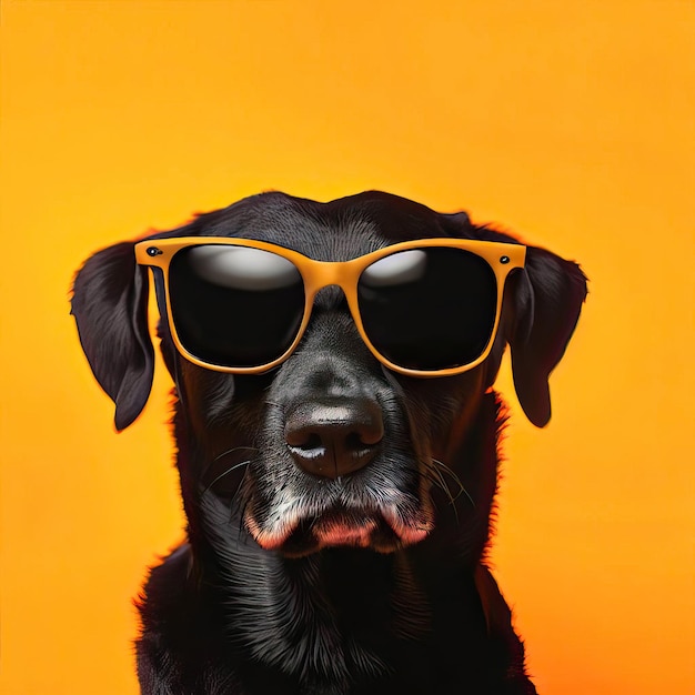 un perro con gafas de sol que dicen que el perro está usando una IA generativa