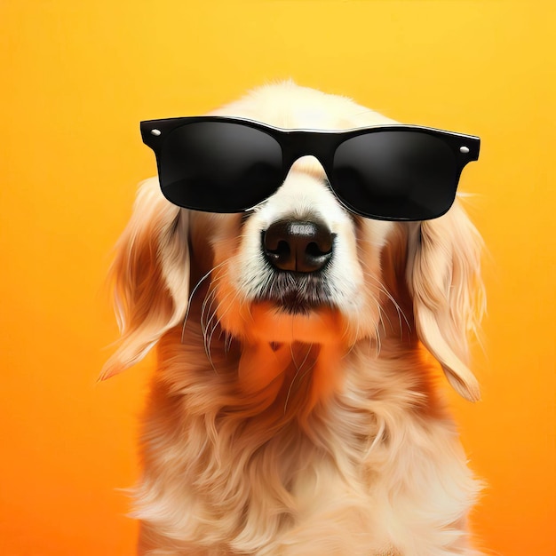 un perro con gafas de sol que está usando un par de gafas de Sol negras AI generativa